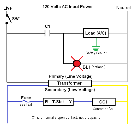 A/C Thermostat Power/Control Wiring Diagram