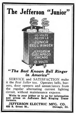 Jefferson Electric Junior Bell Ringer Advertisement from Hardware Dealer's Magazine July 1919