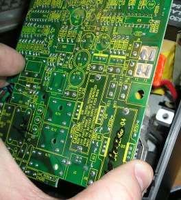 APC Back-UPS BP350 / BP500U printed circuit board back side (click to enlarge)