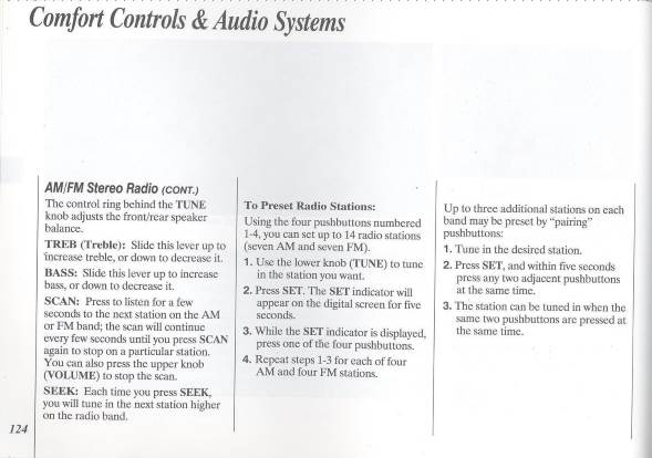 Oldsmobile Comfort and Audio Systems Manual Excerpt