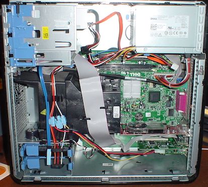 Power wiring in a Dell OptiPlex 760. Click to enlarge.