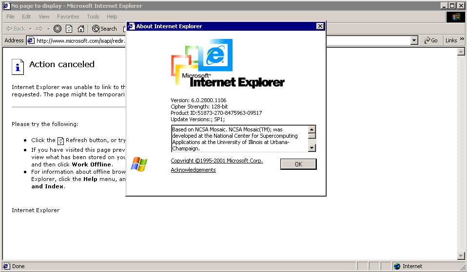 IE6 Version Dialogue